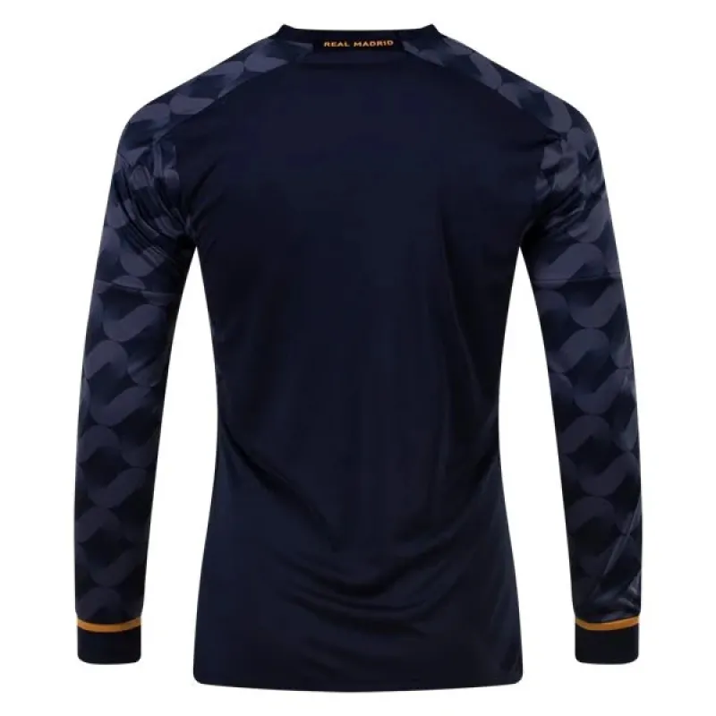 Men's Replica Adidas Real Madrid Long Sleeve Away Jersey 2324