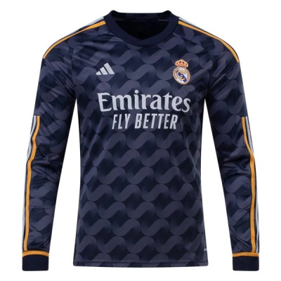 Men's Replica Adidas Real Madrid Long Sleeve Away Jersey 2324 01