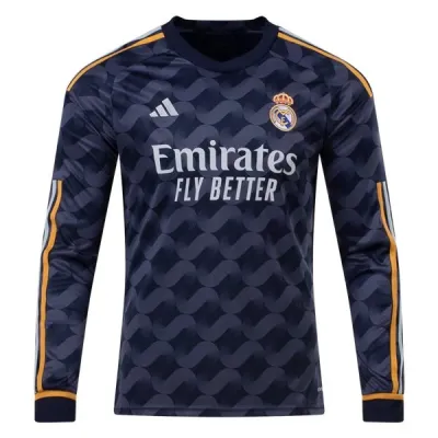 Men's Replica Adidas Real Madrid Long Sleeve Away Jersey 2324 01