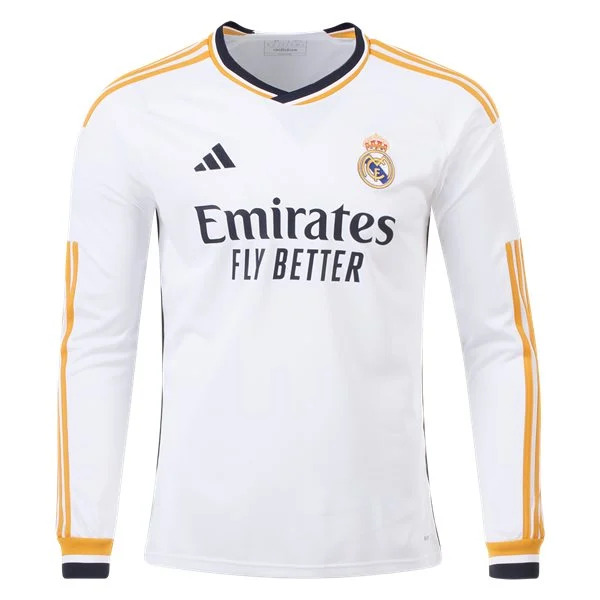 Men's Replica Adidas Real Madrid Long Sleeve Home Jersey 2324