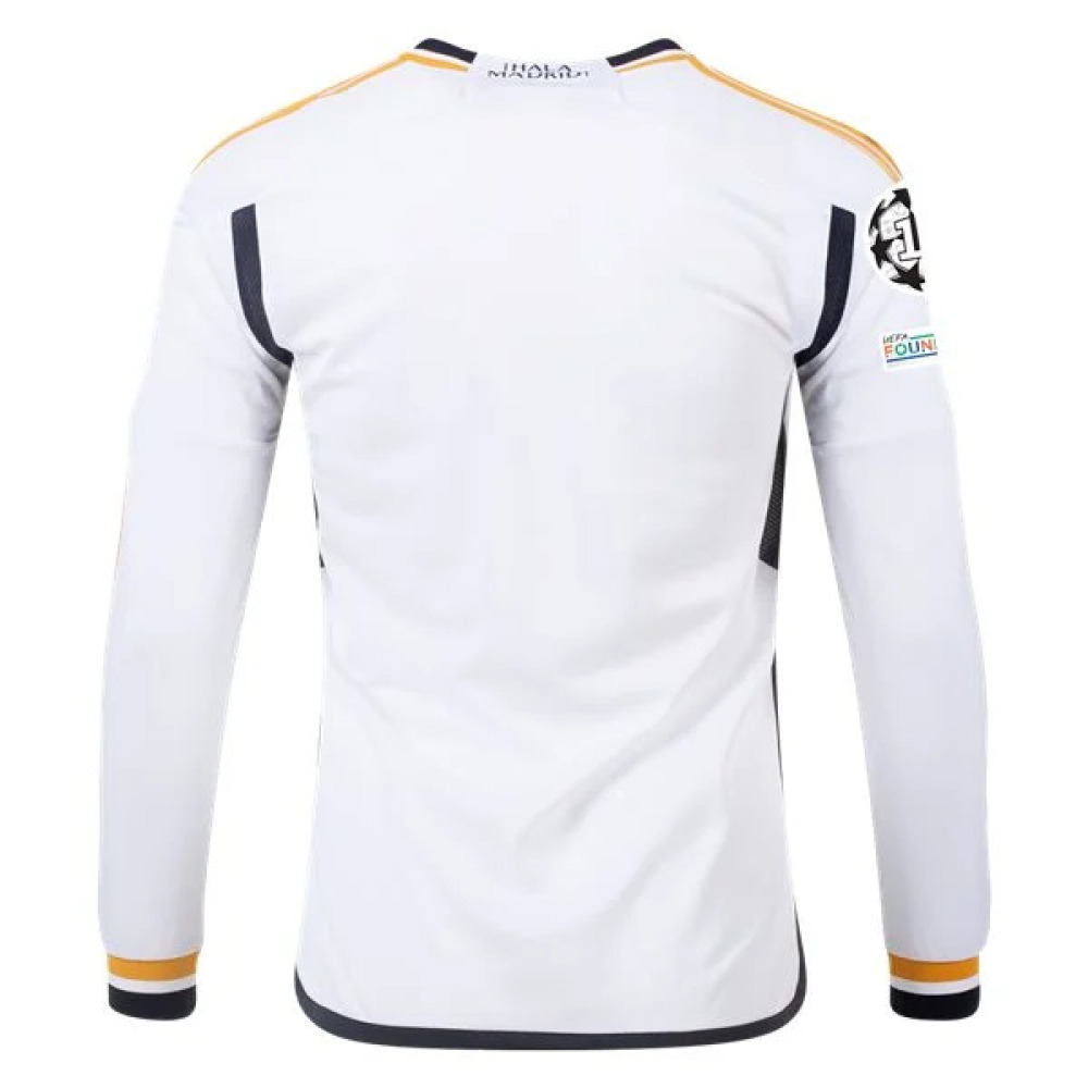 Men's Replica Adidas Real Madrid Long Sleeve Home Jersey 2324 - UCL