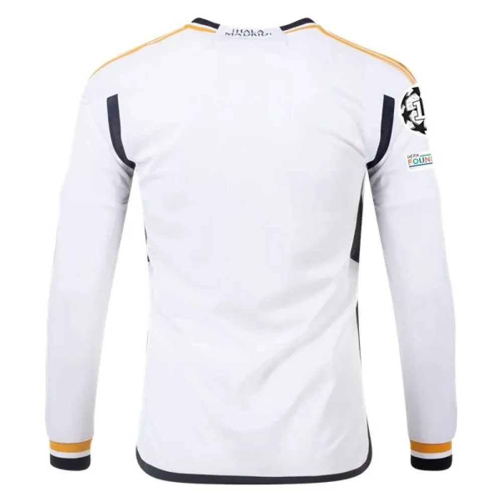 Men's Replica Adidas Real Madrid Long Sleeve Home Jersey 2324 - UCL