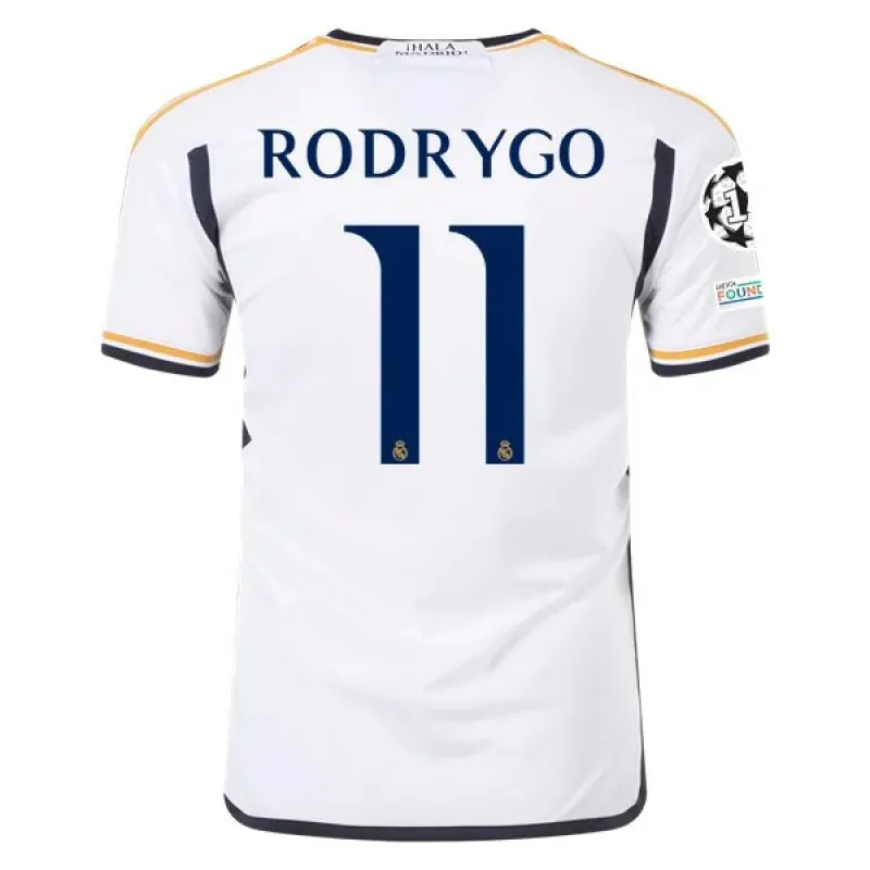 Men's Replica Adidas Rodrygo Real Madrid Home Jersey 2324