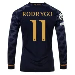 Men's Replica Adidas Rodrygo Real Madrid Long Sleeve Away Jersey 2324