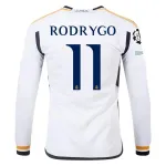 Men's Replica Adidas Rodrygo Real Madrid Long Sleeve Home Jersey 2324