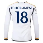Men's Replica Adidas Tchouameni Real Madrid Long Sleeve Home Jersey 2324
