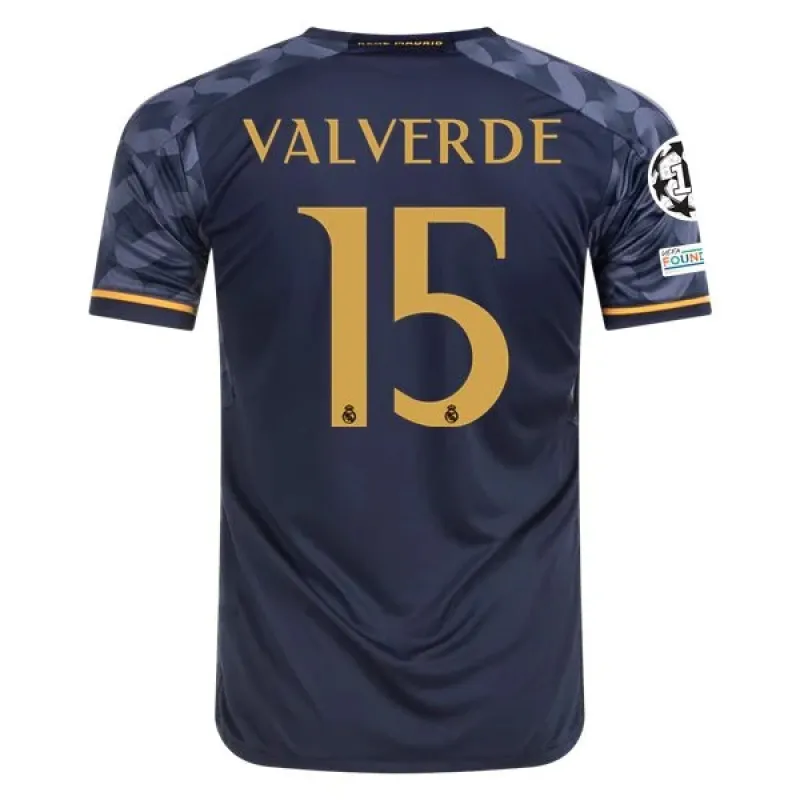 Men's Replica Adidas Valverde Real Madrid Away Jersey 2324