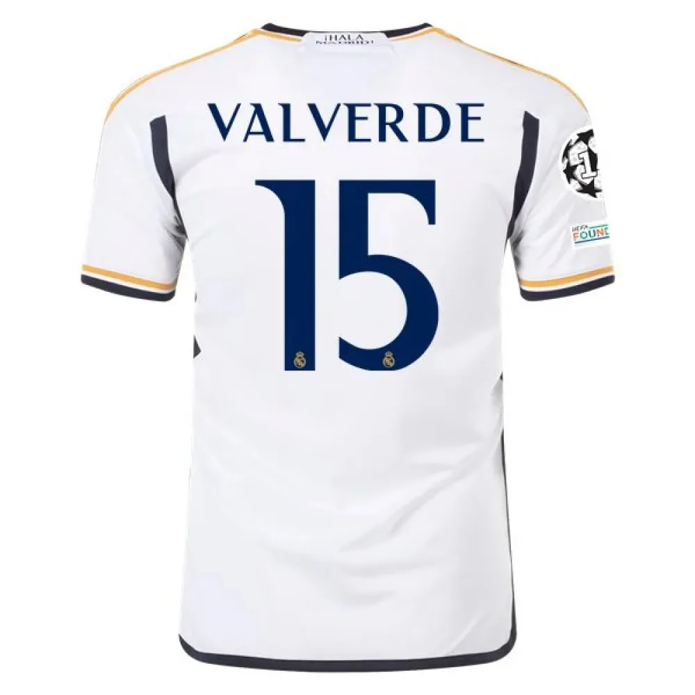 Men's Replica Adidas Valverde Real Madrid Home Jersey 2324