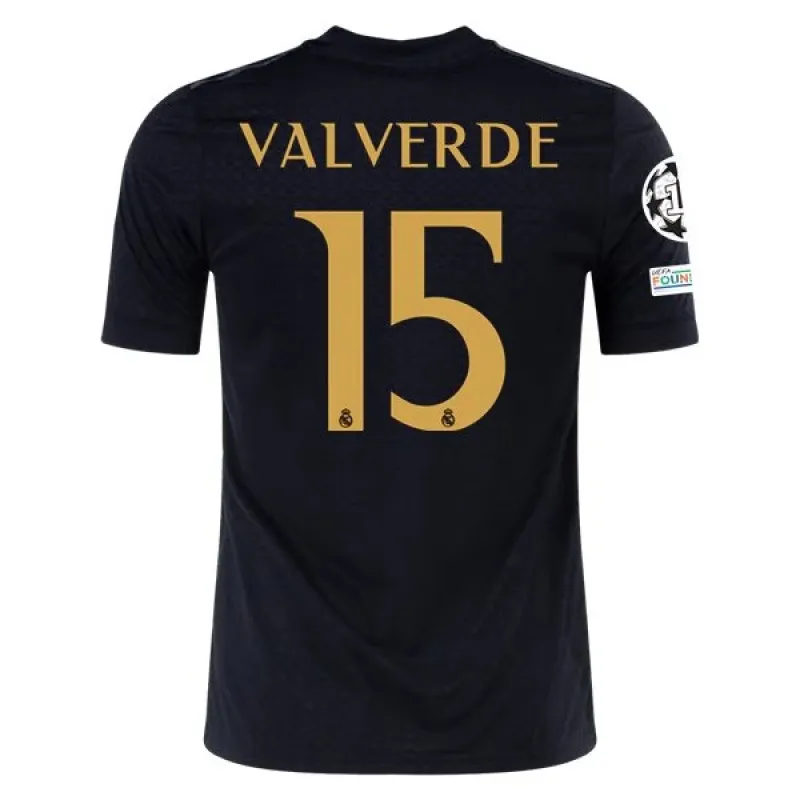 Men's Replica Adidas Valverde Real Madrid Lifestyler Third Jersey 2324 - UCL