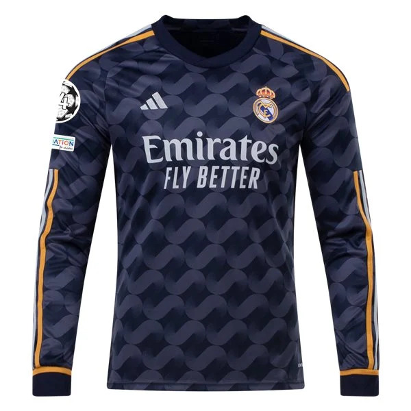 Men's Replica Adidas Valverde Real Madrid Long Sleeve Away Jersey 2324