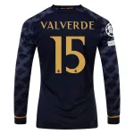 Men's Replica Adidas Valverde Real Madrid Long Sleeve Home Jersey 2324