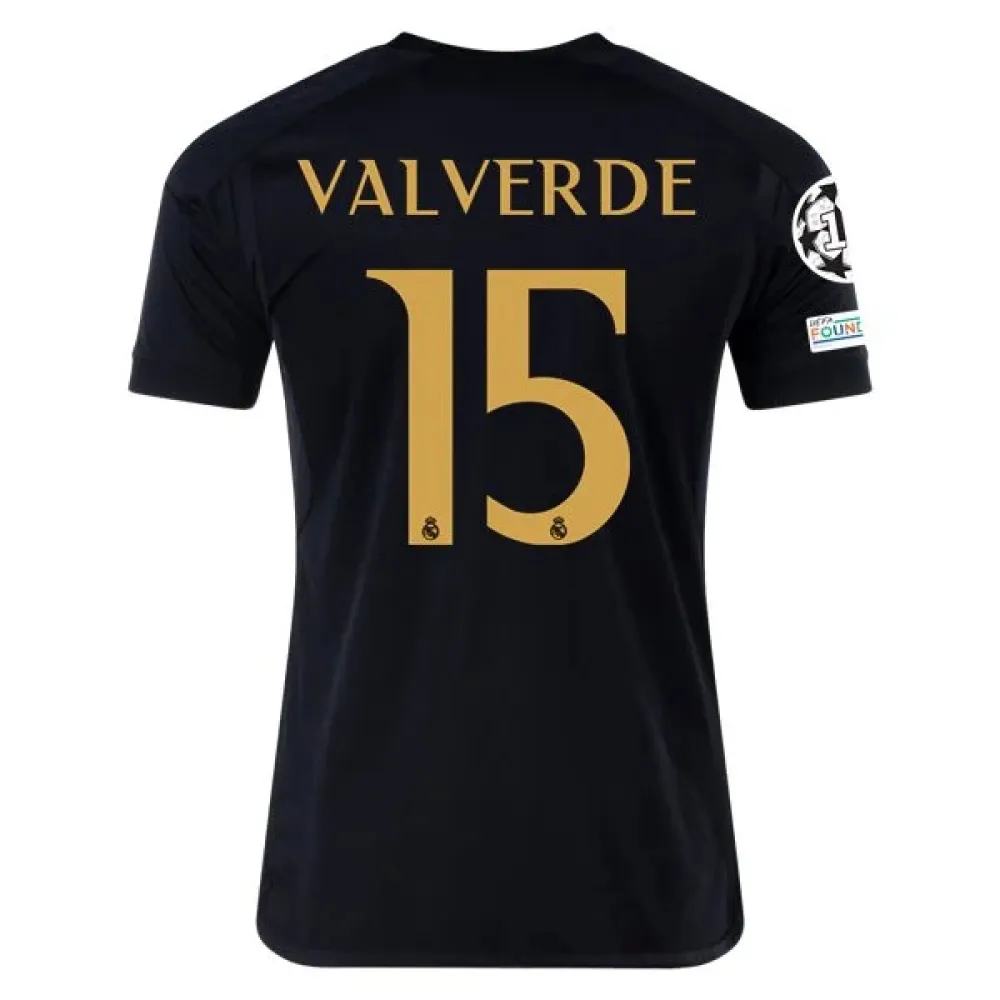 Men's Replica Adidas Valverde Real Madrid Third Jersey 2324 - UCL