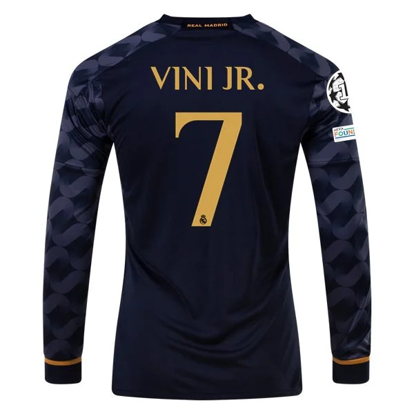 Men's Replica Adidas Vini Jr. Real Madrid Long Sleeve Away Jersey 2324