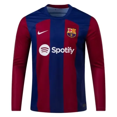 Men's Replica Nike Barcelona Long Sleeve Home Jersey 2324 01