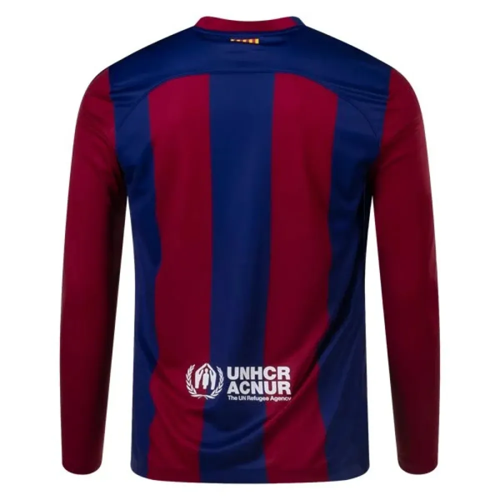 Men's Replica Nike Barcelona Long Sleeve Home Jersey 2324