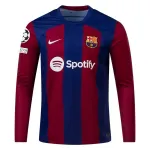 Men's Replica Nike Barcelona Long Sleeve Home Jersey 2324 - UCL