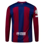 Men's Replica Nike Barcelona Long Sleeve Home Jersey 2324 - UCL