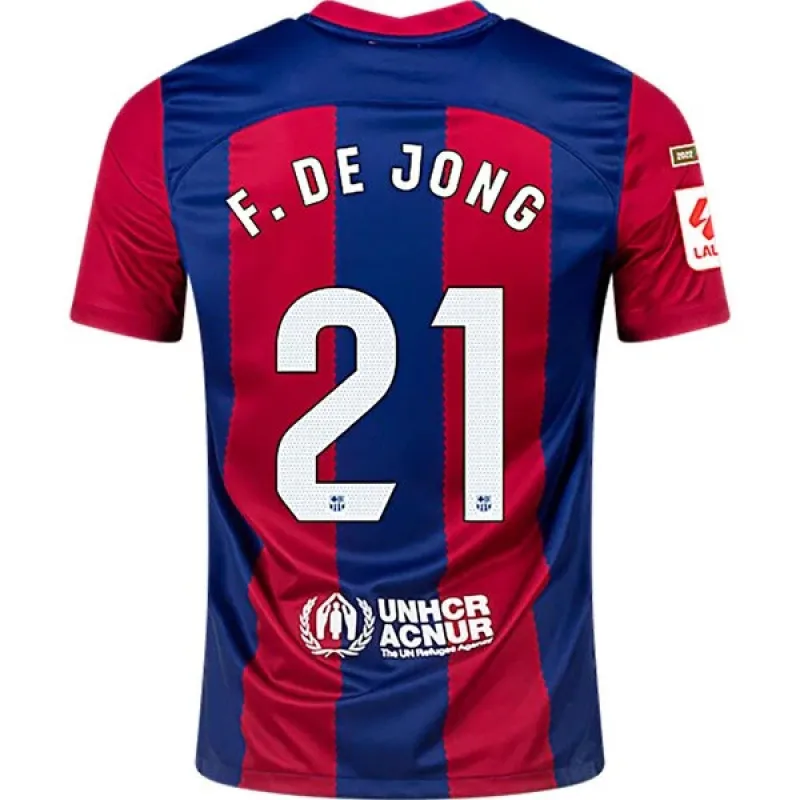 Men's Replica Nike F. De Jong Barcelona Home Jersey 2324