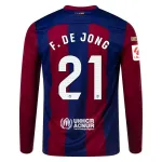 Men's Replica Nike F. De Jong Barcelona Long Sleeve Home Jersey 2324