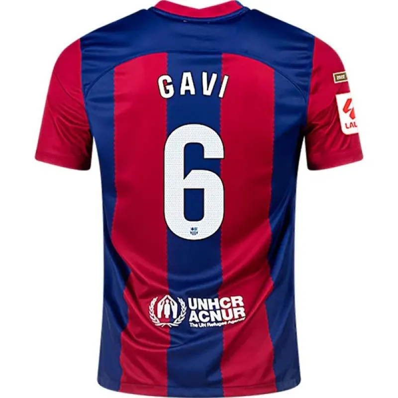 Men's Replica Nike Gavi Barcelona Home Jersey 2324