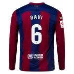 Men's Replica Nike Gavi Barcelona Long Sleeve Home Jersey 2324