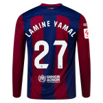 Men's Replica Nike Lamine Yamal Barcelona Long Sleeve Home Jersey 2324