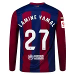 Men's Replica Nike Lamine Yamal Barcelona Long Sleeve Home Jersey 2324
