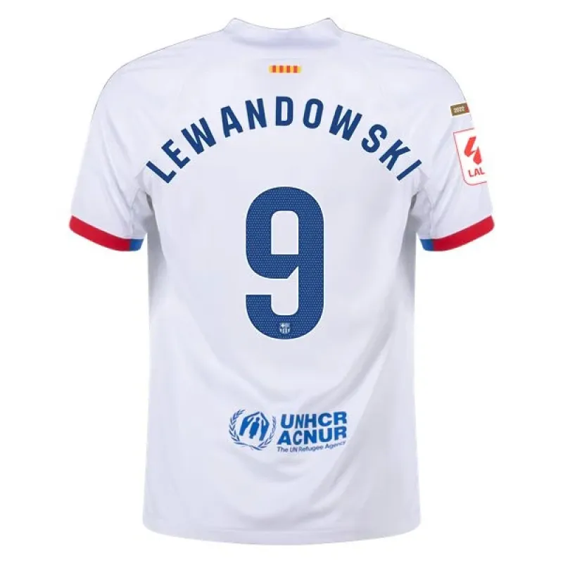 Men's Replica Nike Lewandowski Barcelona Away Jersey 2324