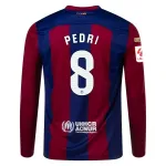Men's Replica Nike Pedri Barcelona Long Sleeve Home Jersey 2324