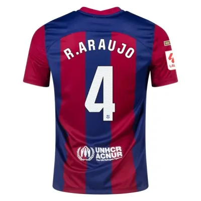 Men's Replica Nike R. Araujo Barcelona Home Jersey 2324 01