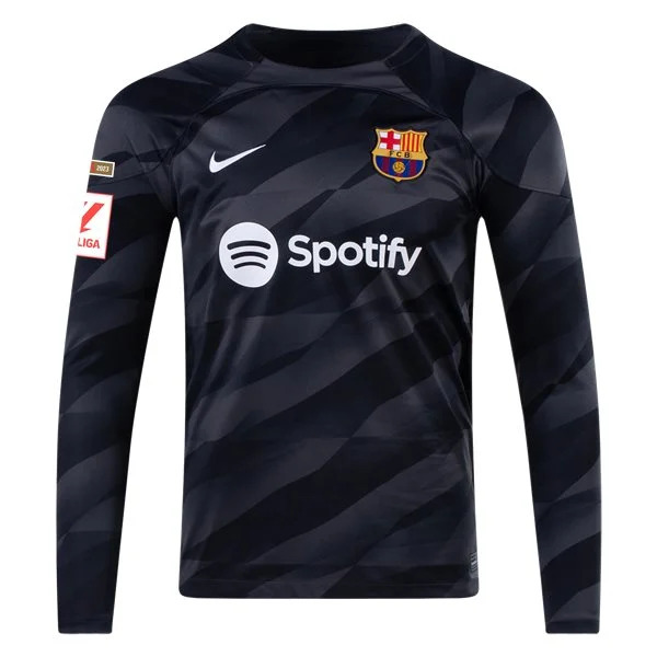 Men's Replica Nike Ter Stegen Barcelona Long Sleeve Goalkeeper Jersey 2324