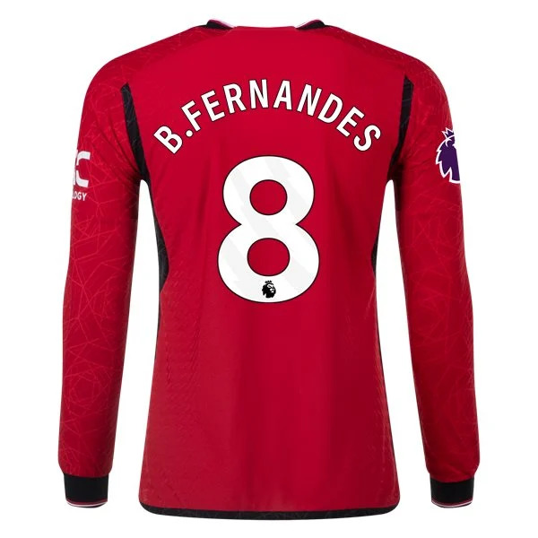 Men's Authentic Adidas B. Fernandes Manchester United Long Sleeve Home Jersey 2324