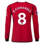 Men's Authentic Adidas B. Fernandes Manchester United Long Sleeve Home Jersey 2324