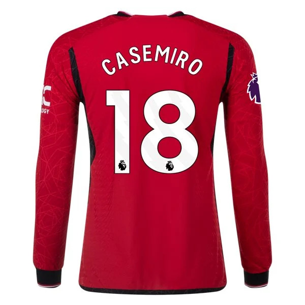 Men's Authentic Adidas Casemiro Manchester United Long Sleeve Home Jersey 2324