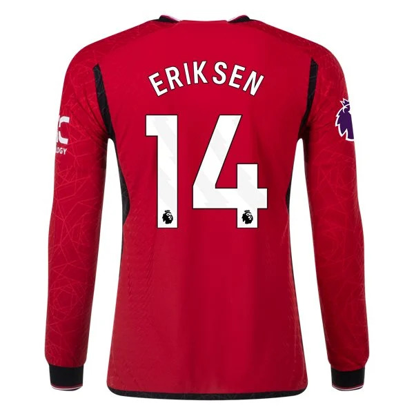 Men's Authentic Adidas Eriksen Manchester United Long Sleeve Home Jersey 2324