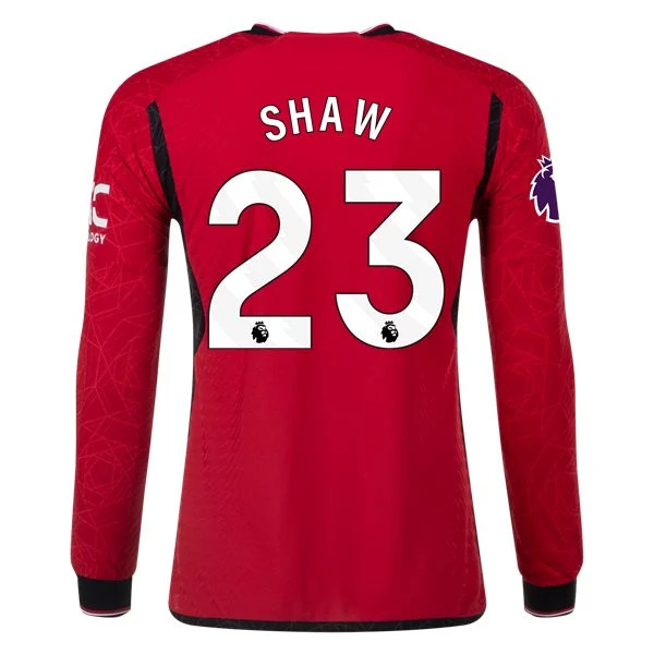 Men's Authentic Adidas Shaw Manchester United Long Sleeve Home Jersey 2324