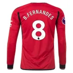 Men's Replica Adidas B. Fernandes Manchester United Long Sleeve Home Jersey 2324