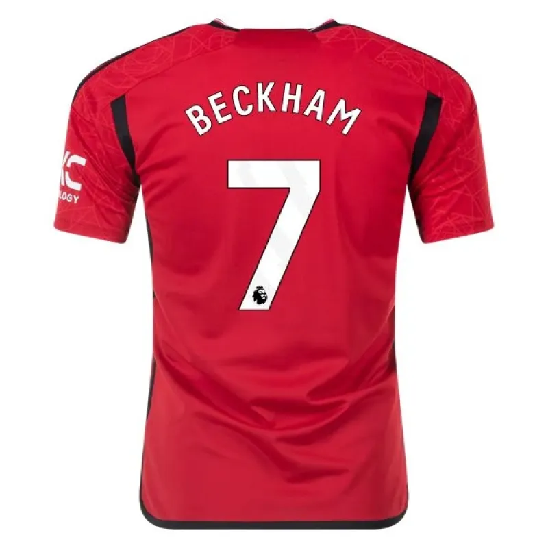 Men's Replica Adidas Beckham Manchester United Home Jersey 2324