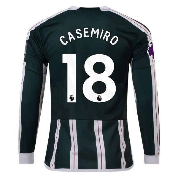 Men's Replica Adidas Casemiro Manchester United Long Sleeve Away Jersey 2324