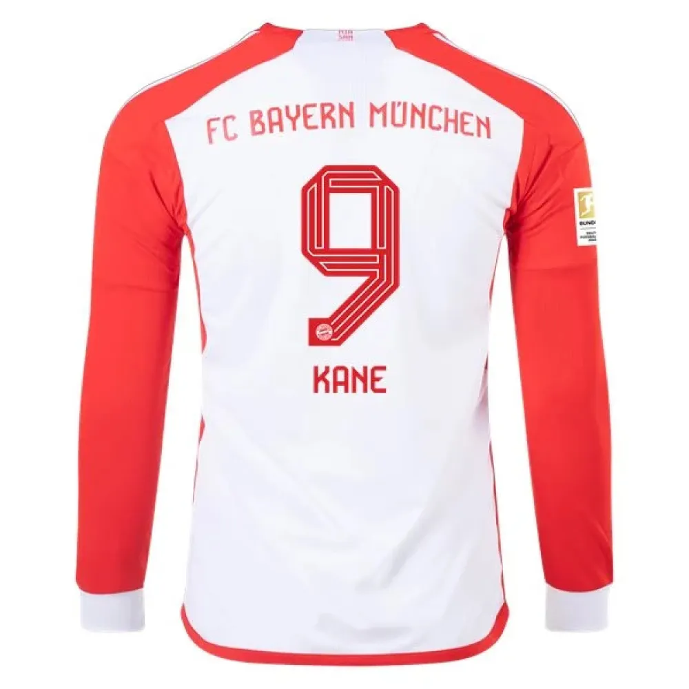 Men's Replica Adidas Kane Bayern Munich Long Sleeve Home Jersey 2324