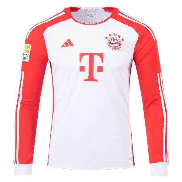 Men's Replica Adidas Kimmich Bayern Munich Long Sleeve Home Jersey 2324