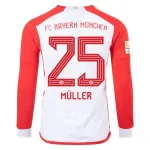 Men's Replica Adidas Muller Bayern Munich Long Sleeve Home Jersey 2324