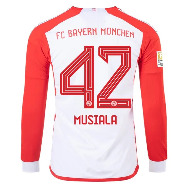 Men's Replica Adidas Musiala Bayern Munich Long Sleeve Home Jersey 2324