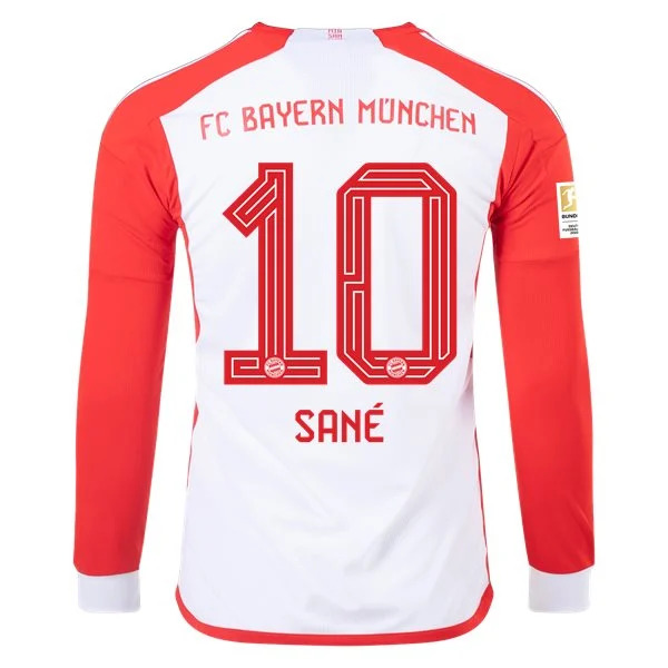 Men's Replica Adidas Sane Bayern Munich Long Sleeve Home Jersey 2324