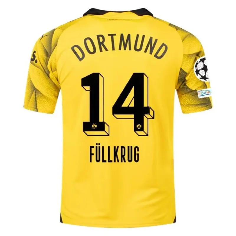 Men's Replica Puma Fullkrug Borussia Dortmund Third Jersey 2324 - UCL