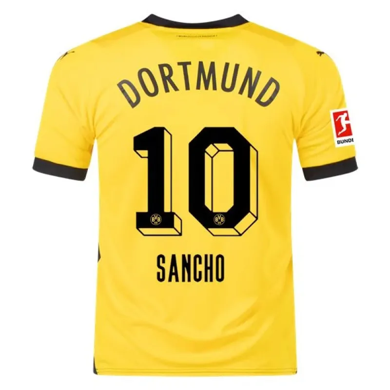 Men's Replica Puma Sancho Borussia Dortmund Home Jersey 2324