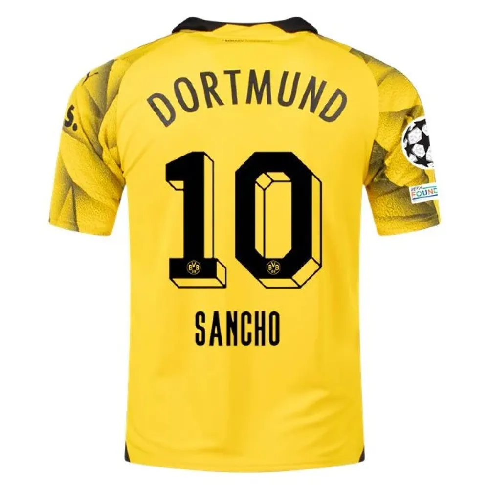 Men's Replica Puma Sancho Borussia Dortmund Third Jersey 2324 - UCL