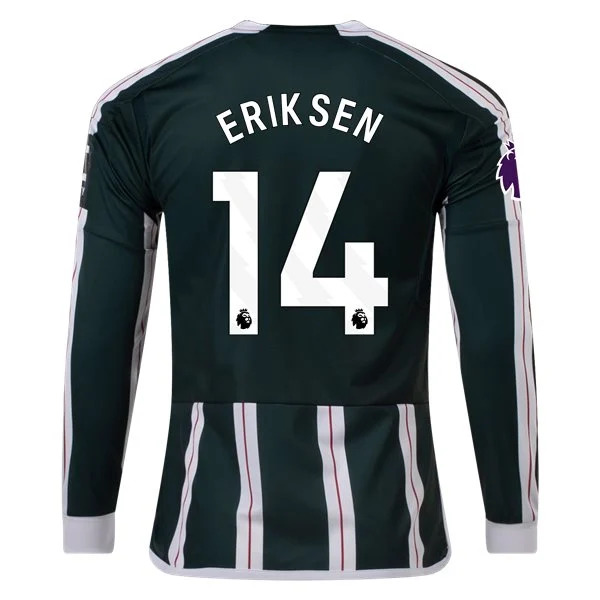 Men's Replica Adidas Eriksen Manchester United Long Sleeve Away Jersey 2324