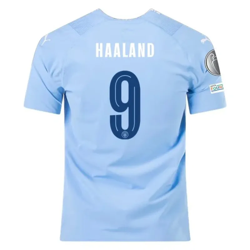 Men's Authentic Puma Haaland Manchester City Home Jersey 2324 - UCL