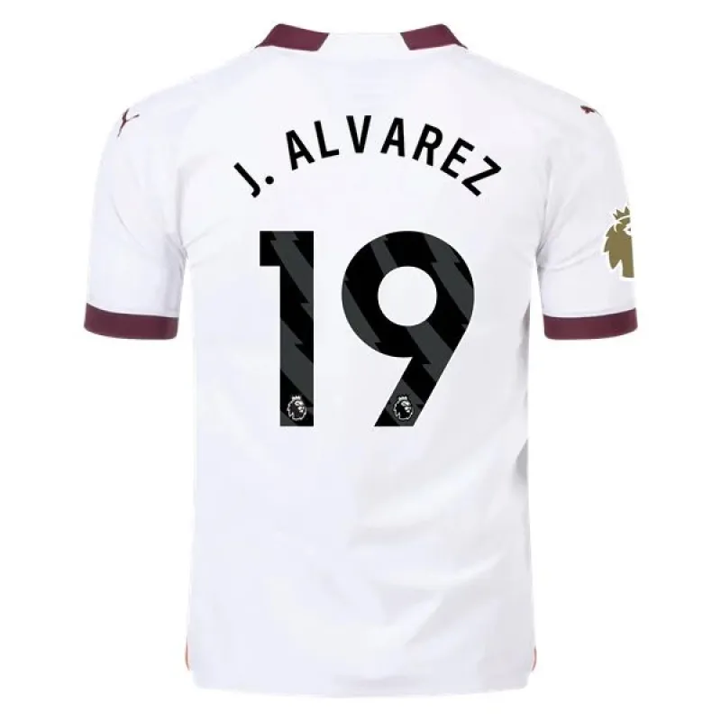 Men's Authentic Puma J. Alvarez Manchester City Away Jersey 2324 - CWC